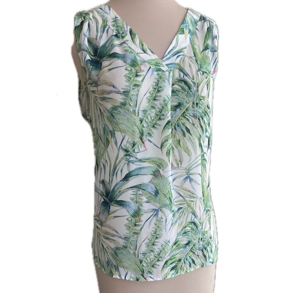 Carolina Belle Montreal Tropical Leaf Print Sleeveless Top, Size Medium - Picture 6 of 14